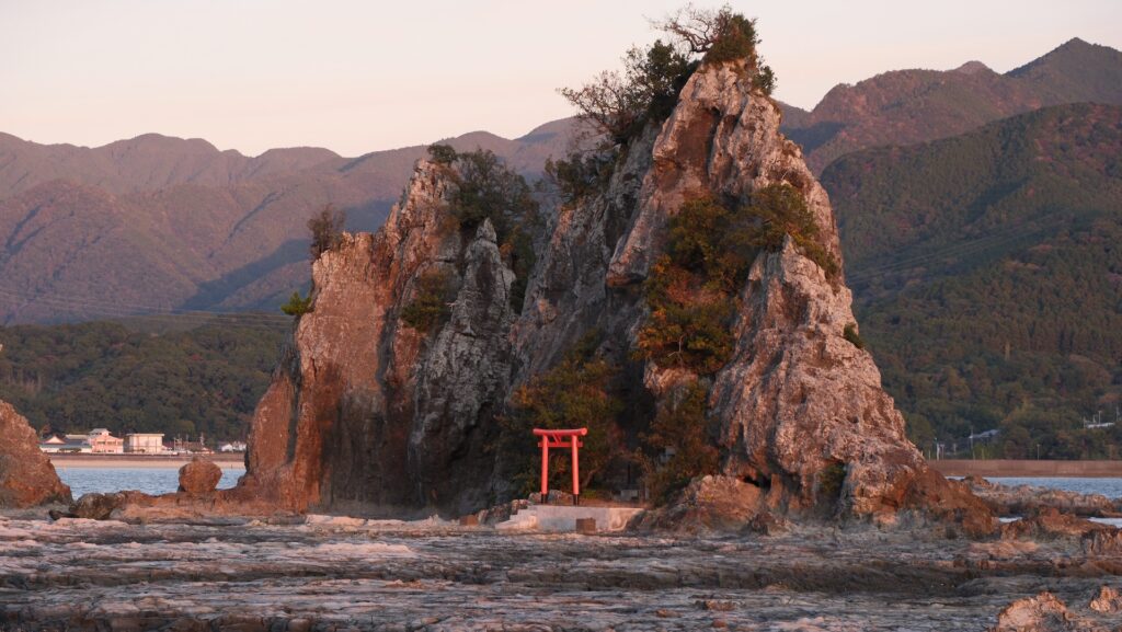 Benzaiten Shrine on a rocky island in Nachikatsuura, Wakayama, Japan